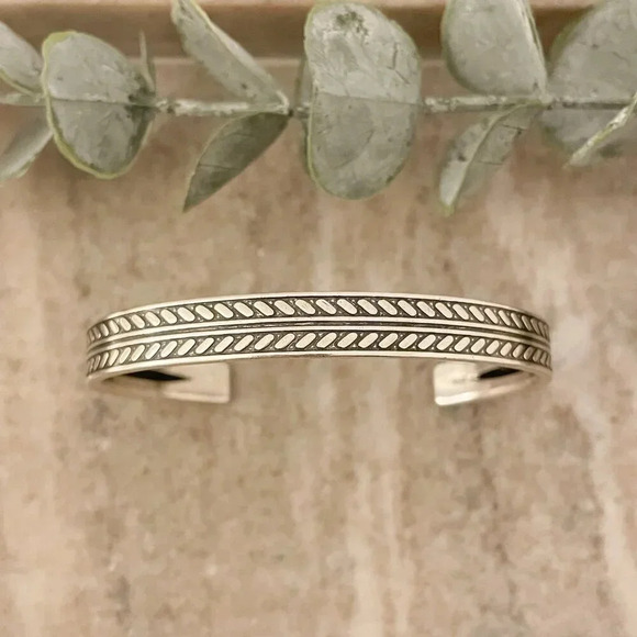 925 Sterling Silver Mens Bangle Bracelet Vintage Cuff Bracelet